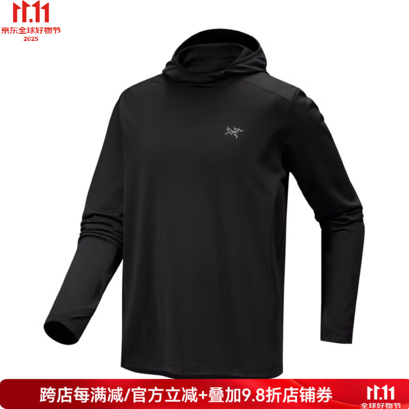 始祖鸟（ARC’TERYX）Cormac Heavyweight Hoody男连帽衫长袖T恤吸湿排汗24秋冬新款 黑色Black 美码，S适合胸围94cm