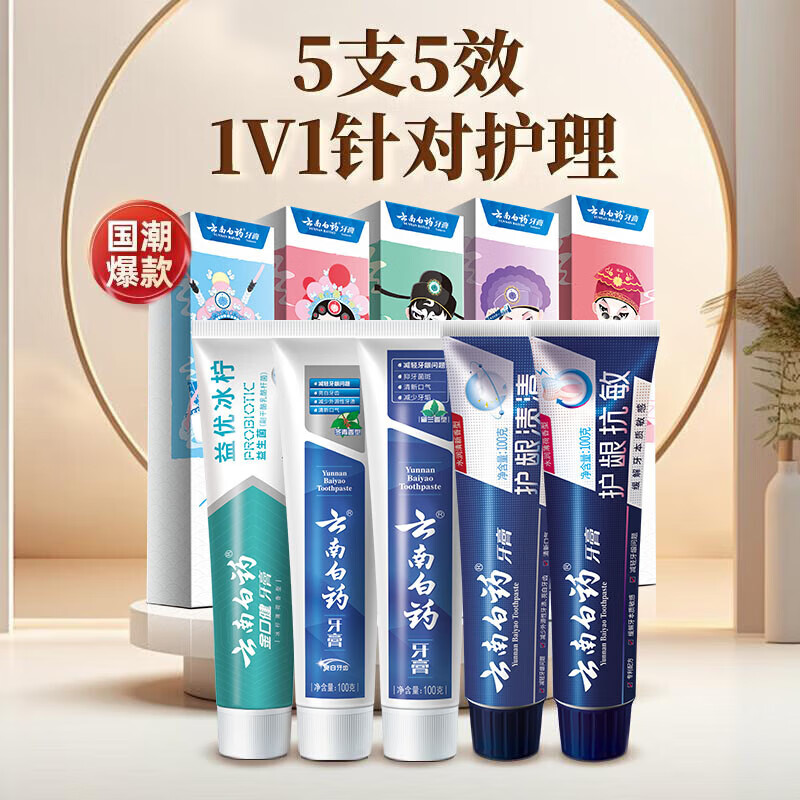 云南白药牙膏健齿护龈缓解牙龈问题清新口气留兰香型牙膏 国粹套装