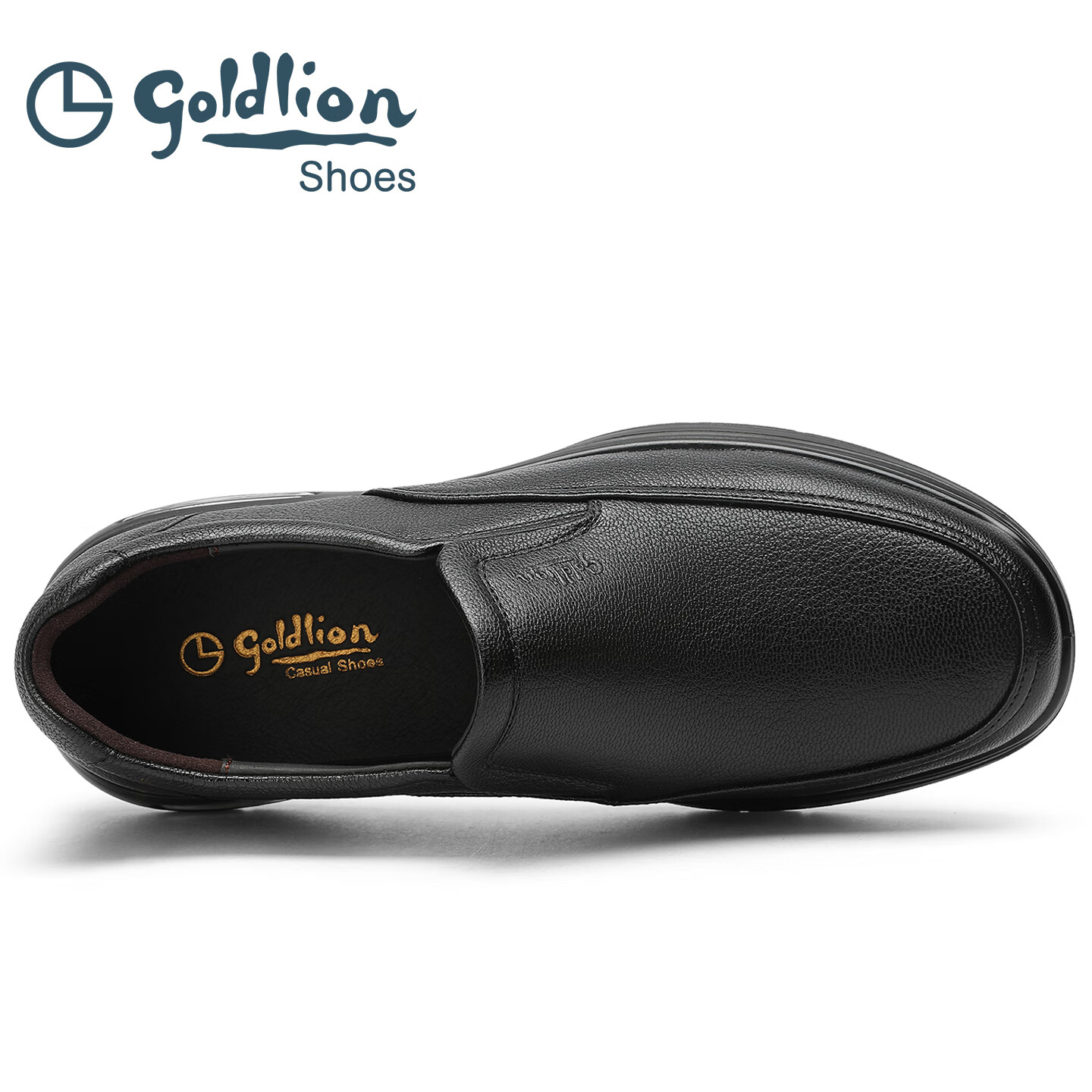 金利来(Goldlion)男鞋2026新款套脚羊皮办公鞋爸爸鞋乐福鞋气垫鞋一脚蹬真皮厚底 黑色套脚 41