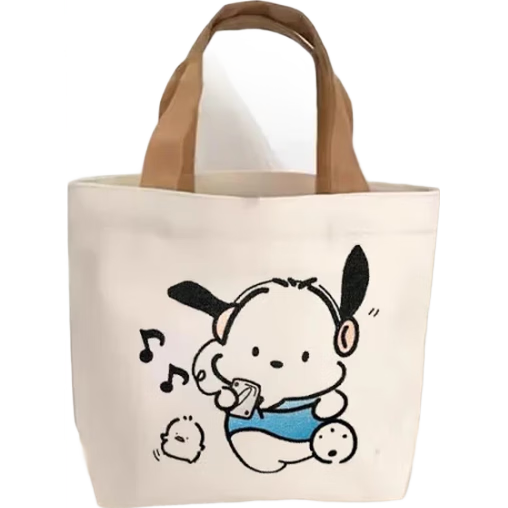 小熊帆布包女学生便携上班帆布兜手提包手拎便当帆布袋 音乐小狗