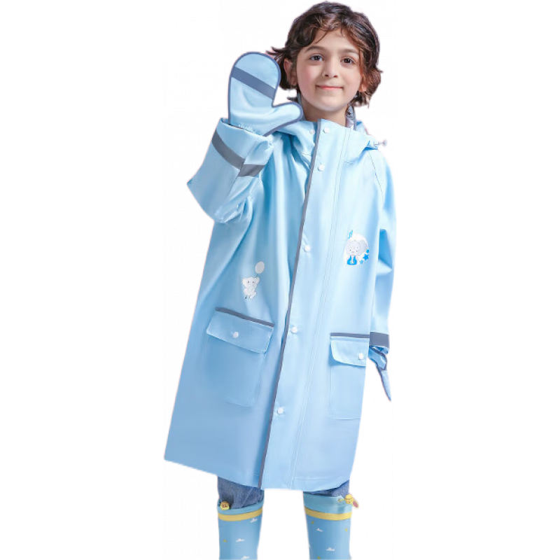 正雨兒童雨衣男童女童2021帶書包位小學(xué)生大童幼兒園上學(xué)加厚全身雨披 天藍(lán)色 XXL 1件