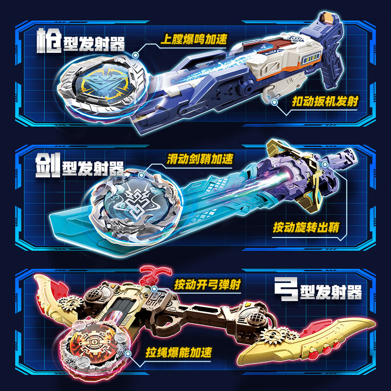 奥迪双钻(AULDEY)飓风战魂WSA旋力启源陀螺战斗系列儿童玩具陀螺比赛异型发射器 猎影雷鸣【枪型发射器】