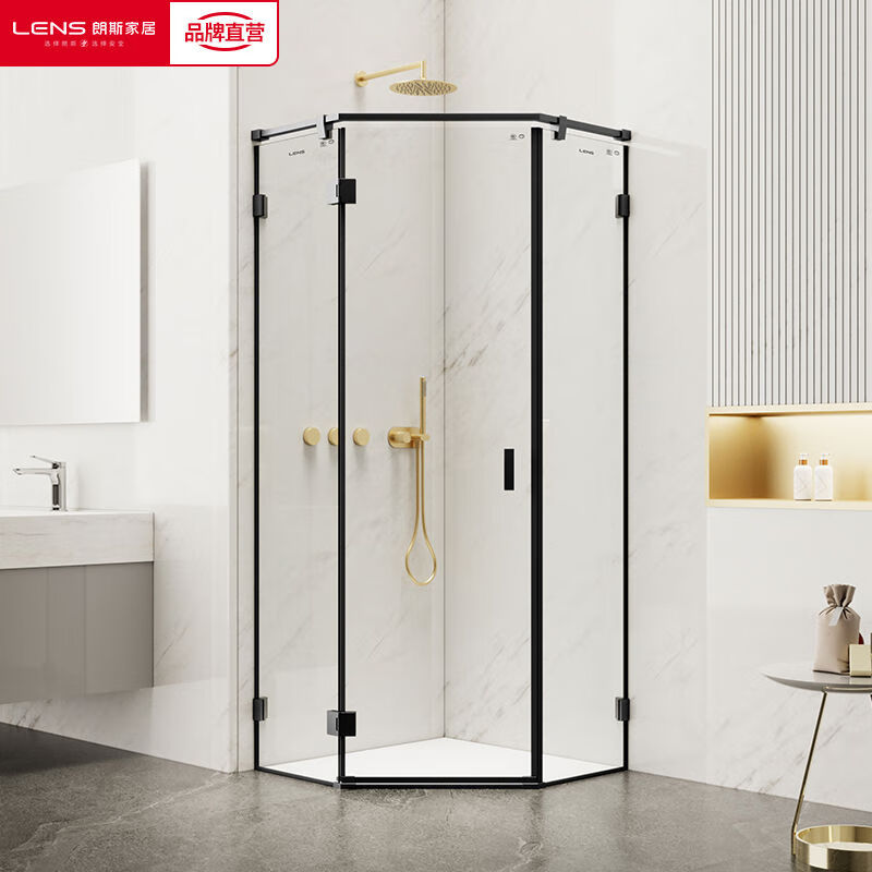 LENS朗斯定制淋浴房鉆石型浴室平開(kāi)門(mén)干干濕分離隔斷鋼化玻璃浴室嘉美 鉆石型平開(kāi)門(mén)嘉美A31每平米單價(jià)8mm玻璃不銹鋼框雅黑 不含蒸汽1平方米