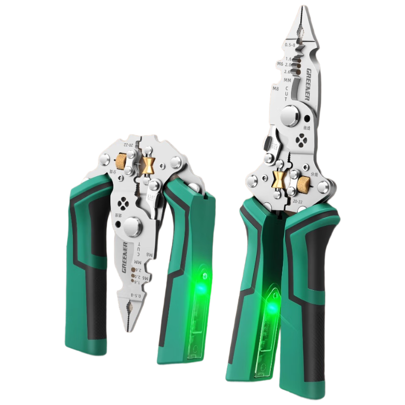 绿林（GREENER）折叠剥线钳新款多功能电工专用工具工业级钳子压线钳测电钳剪线钳
