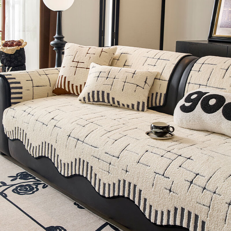 无印良品【冬季防静电】沙发垫冬季防滑坐垫2026新款皮沙发专用沙发座垫 星暖-蓝灰【加厚舒棉绒 不掉毛抗静电】 90*160cm （双人位/可做贵妃位）