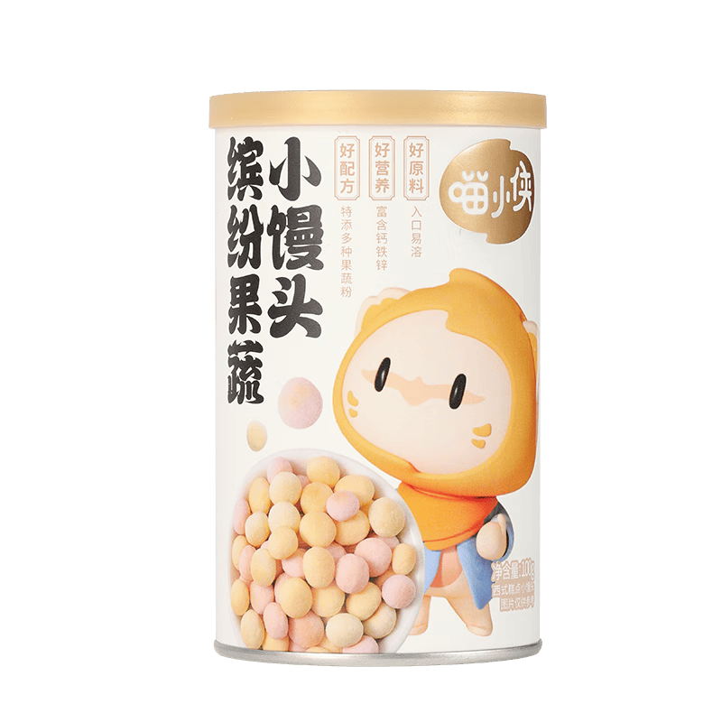 喵小侠缤纷果蔬小馒头 宝宝零食入口易融小饼干磨牙棒 100g