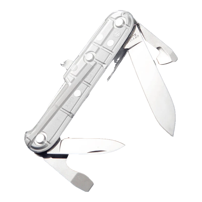 维氏（VICTORINOX）瑞士军刀斯巴达人12项多功能水果刀刀折叠刀透明银1.3603.T7