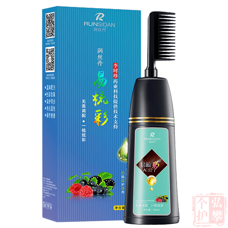 潤絲丹易梳彩染發(fā)劑植物染發(fā)泡泡染遮蓋白發(fā)一梳黑染發(fā)梳泡沫男女染發(fā)膏 栗棕色(可蓋白發(fā))