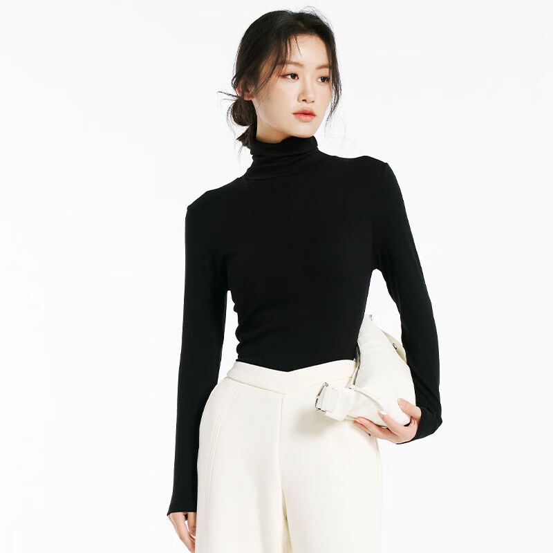 2025爆款李佳琦直播间时尚节秋冬打底衫女可外穿修身显瘦长袖 预售羊毛黑高领 2XL 2XL130-145斤