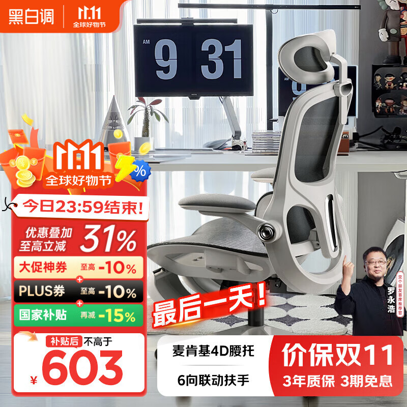 黑白调P2 Pro人体工学椅电脑椅办公椅人工力学座椅学习电竞椅子国家补贴