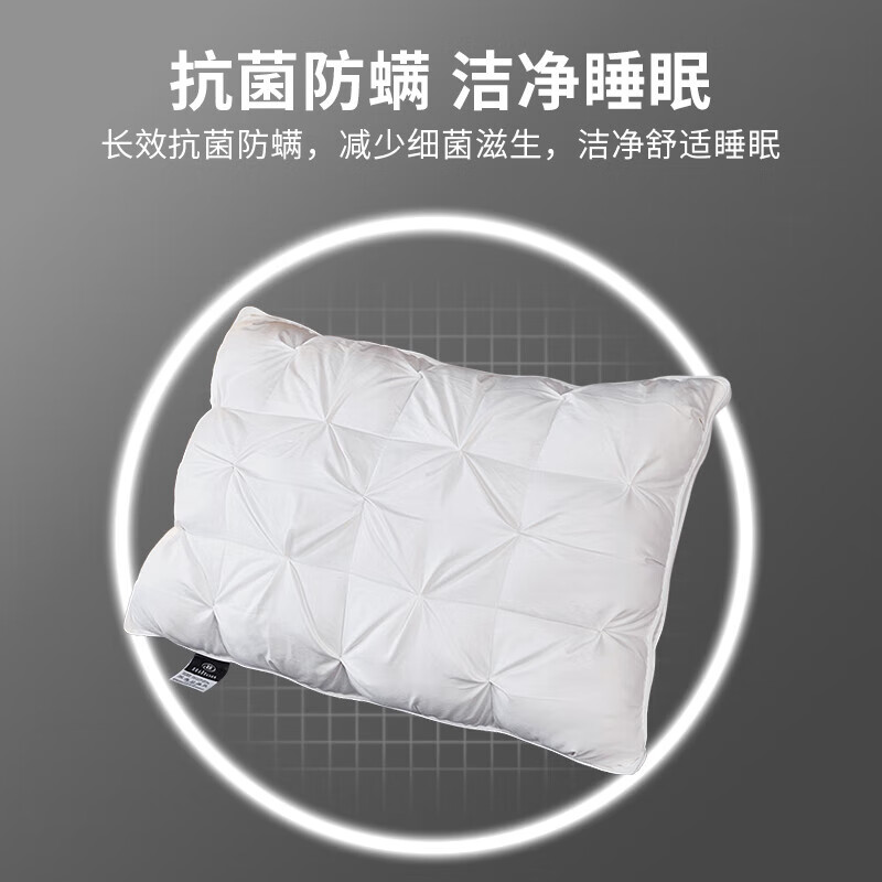 飒望德国枕头成人一对护颈枕颈椎病深度睡眠男士专用五星级酒店枕芯 经典白【中枕48*74cm】高20-22cm A类 一对 希尔顿同款羽丝绒枕 颈椎病专用枕头