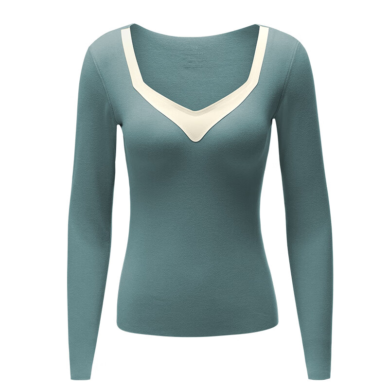 舒氧德绒无痕保暖内衣女士带胸垫秋衣秋裤套装内穿带胸垫冬季上衣 肤色-上衣 M 【适合90-105斤】