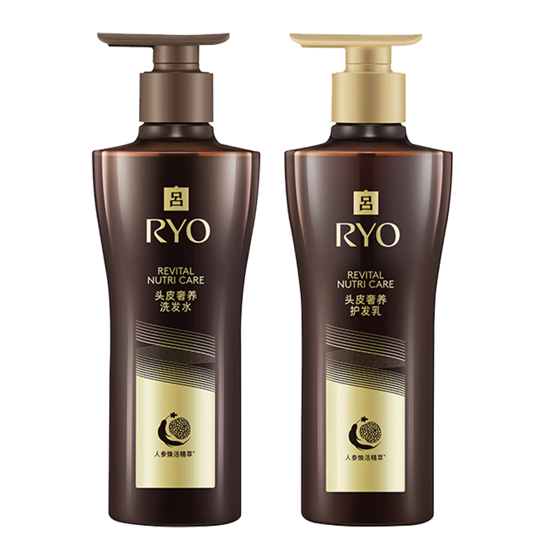 吕（Ryo）黑金吕洗护套装 洗400ml+护400ml滋源修护柔顺黑灵芝洗发水升级款
