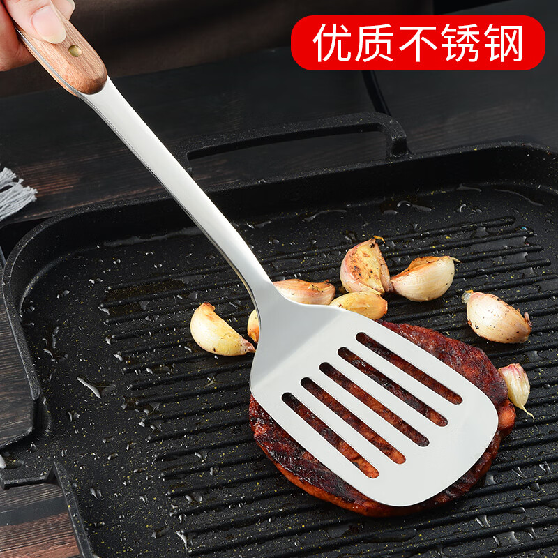 日禾盛唐锅铲炒菜铲子厨具不粘锅厨具汤勺子不锈钢铲炒勺铲勺厨房家用锅铲 木柄铲子