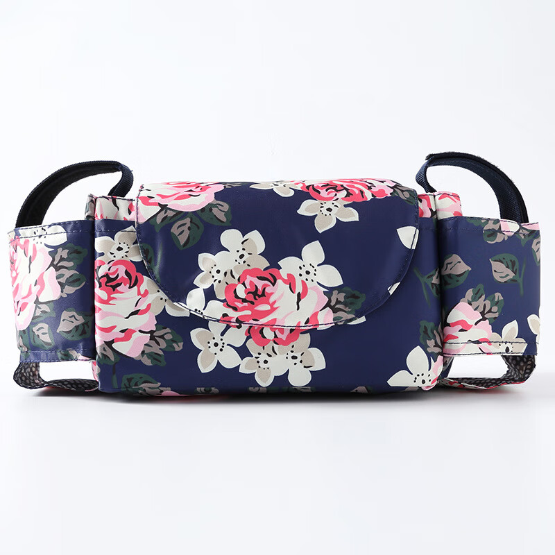 康巴豆嬰兒車掛包兒童寶寶推車大容量收納包遛娃神器通用置物架儲(chǔ)物掛袋 藍(lán)色花朵