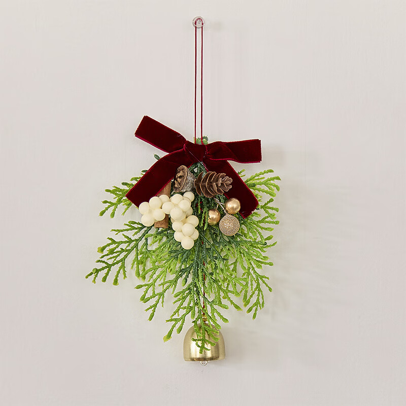 丽庆圣诞节装饰品新年圣诞铃铛花环挂件圣诞树装饰品氛围春节场景挂饰 圣诞挂件-红结【单铃铛】