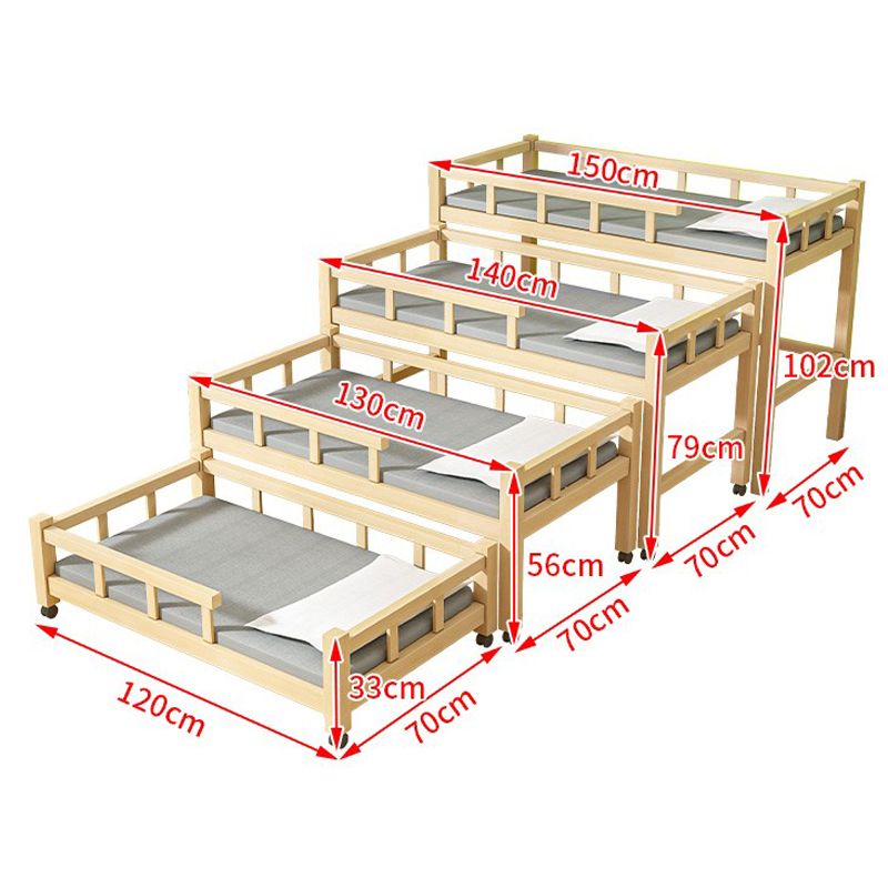 幼儿园四层推拉床实木儿童午睡床抽屉式多层