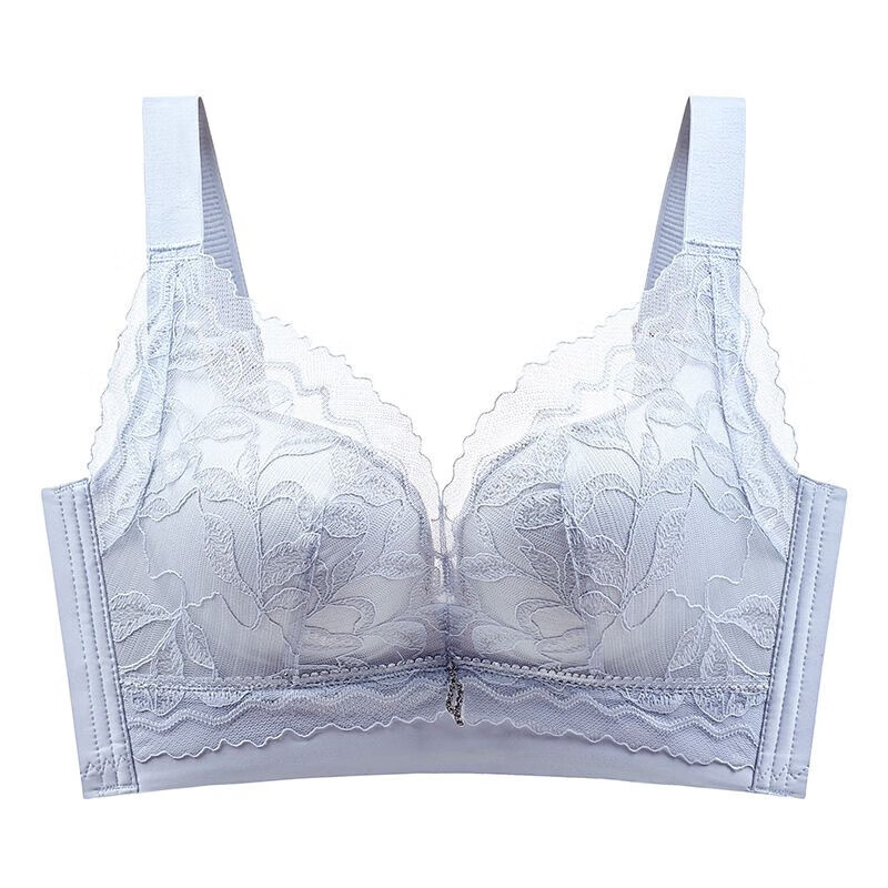 罗丽丝内衣女旗航店小胸聚拢无钢圈防下垂聚拢调整型文胸 灰蓝色 70a