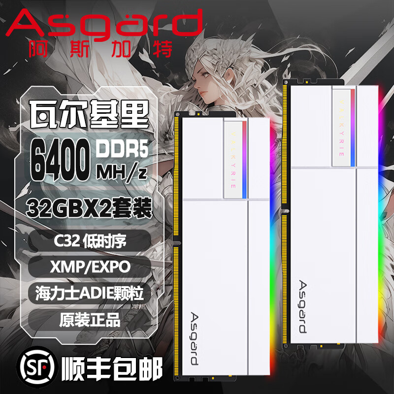 阿斯加特（Asgard） 女武神DDR5台式机RGB内存条16G/32G/6000/6400/6800/720 【顺丰包邮】女武神II32X2 6400C32白