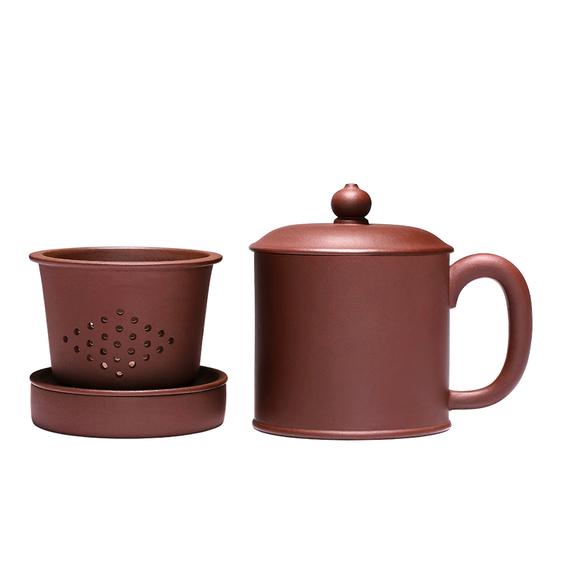 千壽堂 紫砂杯茶杯功夫茶具辦公杯茶具收藏原礦手工杯 四件內膽杯500ml