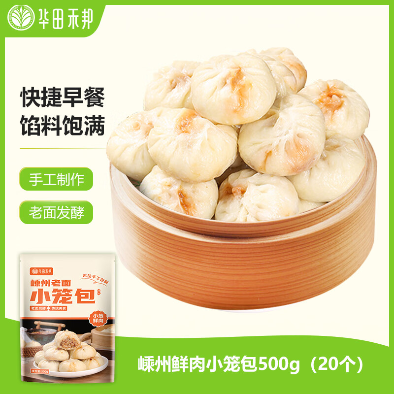 华田禾邦 嵊州老面小笼包 500g 20个 小葱鲜肉 生煎包速食儿童早餐半成品