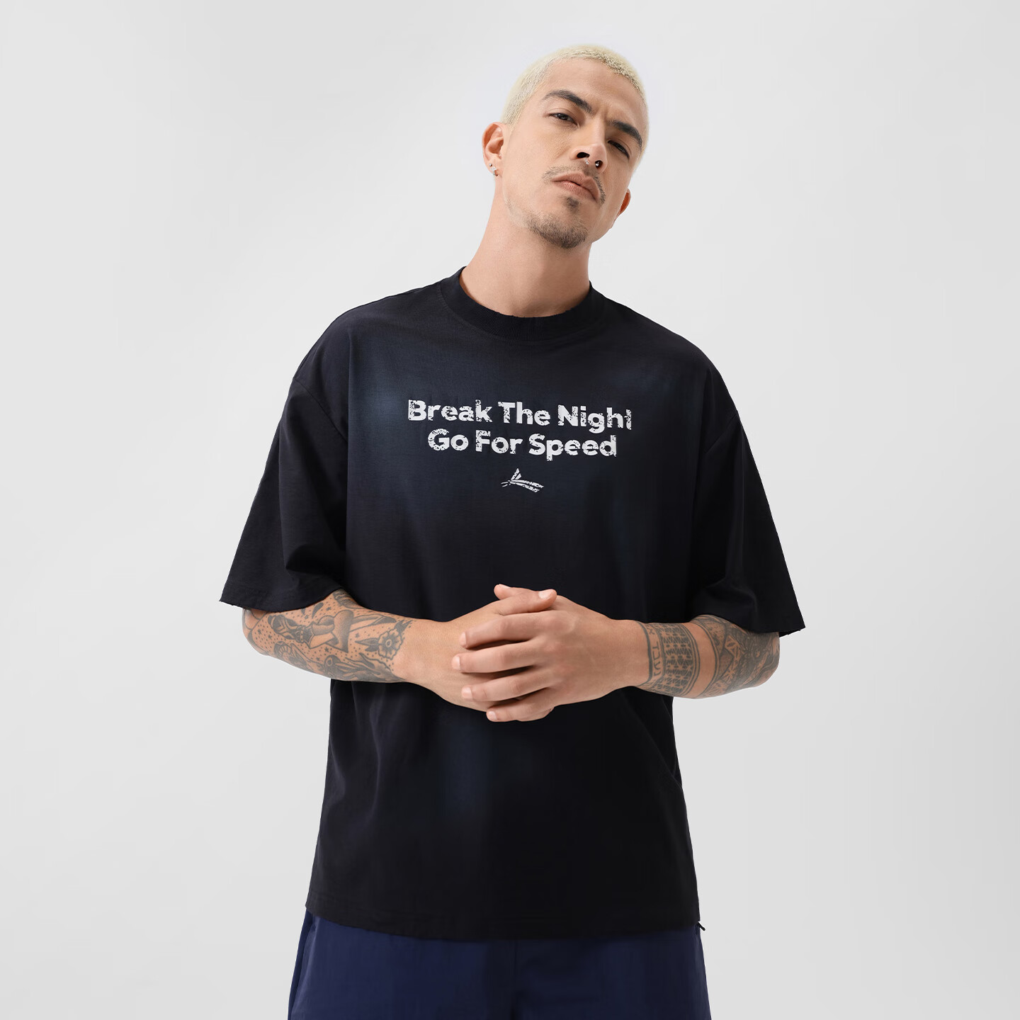 沃兰迪speed系列纯棉圆领短袖T恤休闲运动半袖速干休闲跑步男女透气夏季 黑 S