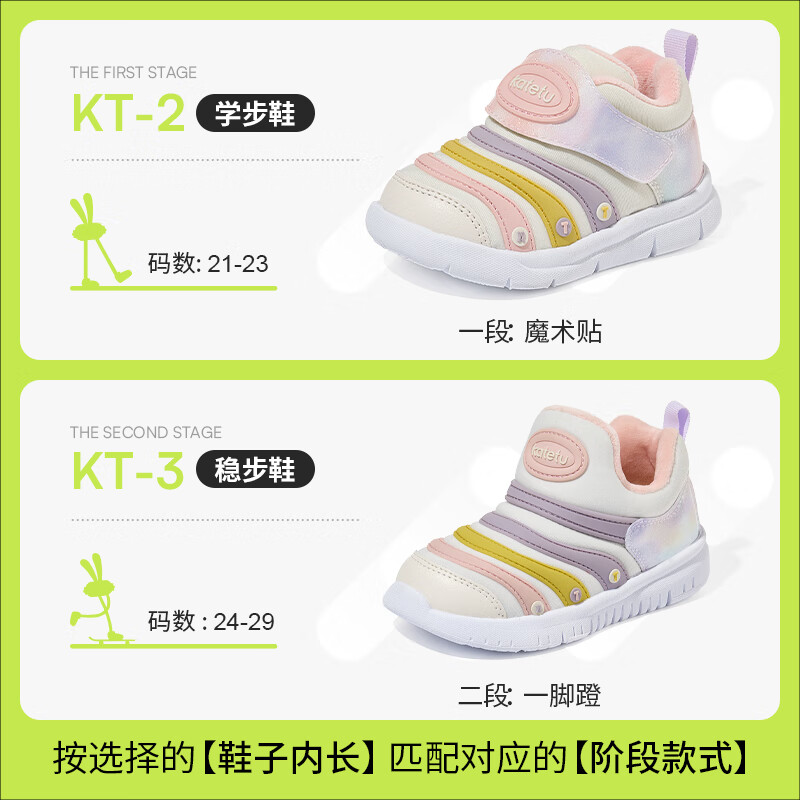 卡特兔宝宝学步鞋婴幼儿棉鞋男女童秋冬加绒保暖运动鞋1-5岁毛毛虫童鞋 黄粉(加绒) 25 内长15.5cm 脚长14.3-14.9
