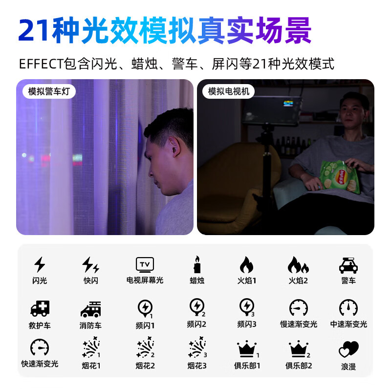 斯丹德x2049续航版全彩补光灯便携式RGB桌面平板灯彩色视频拍照手机直播背景氛围发丝灯 RGB-X2049S+LINK(续航版+无线遥控)