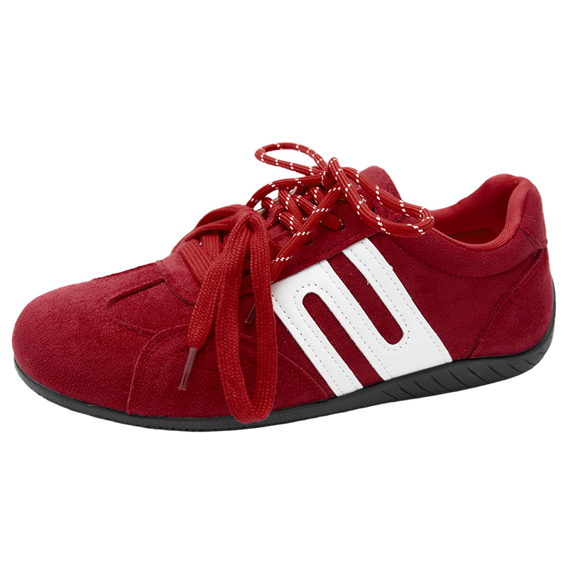 西遇（Westlink）德训鞋女2025新款秋季双鞋带豹纹休闲红色平底运动鞋 红色 预售15天 35 (225)