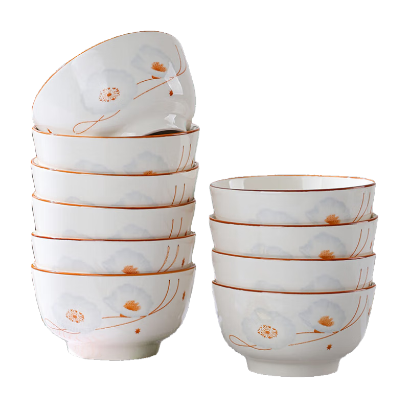 陶瓷碗家用喜庆乔迁新居碗碟餐具套装岁月静好饭碗 岁月静好6碗