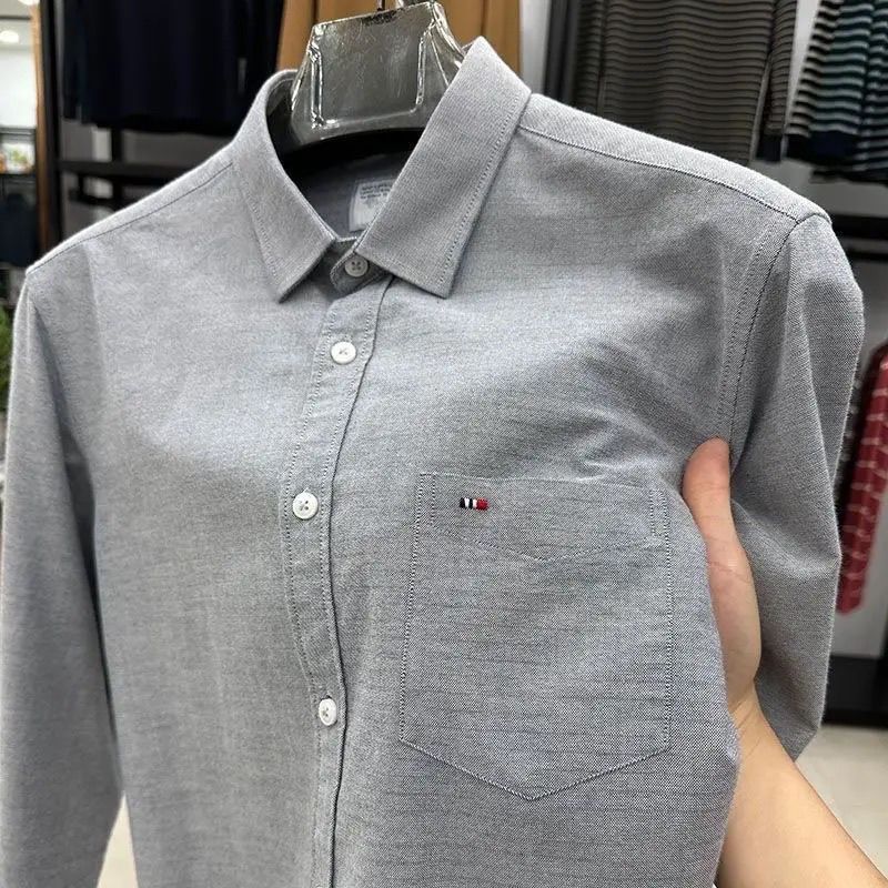 TOMMY JEANS汤米春秋长袖带口袋衬衣休闲牛津纺衬衫男装打底衫长袖T恤上衣 838蓝色 XL