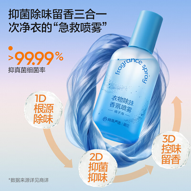 网易严选衣服除味喷雾衣物香氛去味防静电喷雾羽绒服除味剂去烟味神器 230ml 1瓶 【新香型】橘子海