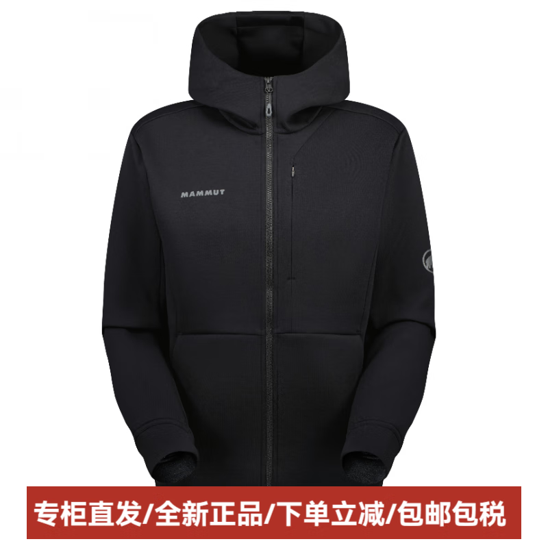 猛犸象（MAMMUT）Dyno2.0连帽拉链保暖抓绒夹克男款 黑色 L