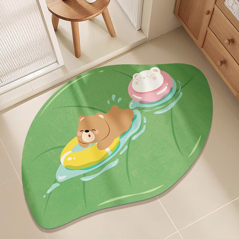 季象浴室地垫卫生间门口防滑垫家用脚垫淋浴房入户门免洗可擦吸水垫子 GZN-甜栎-洗洗熊 40x60 cm