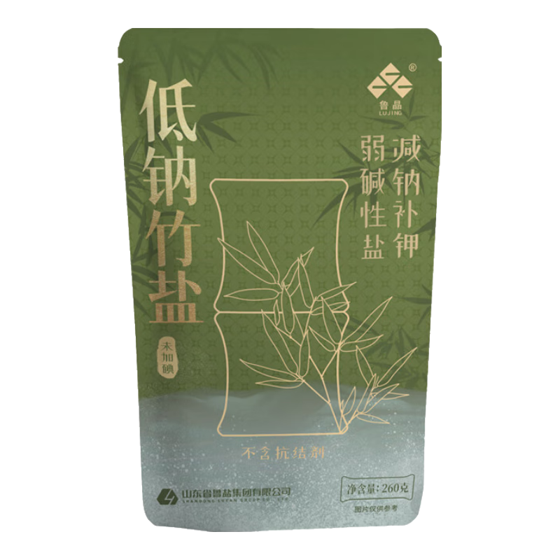 LUJING低鈉竹鹽260g食用鹽家用無碘鹽零添加抗結劑高鉀竹鹽海鹽調(diào)料鹽巴 【未加碘】低鈉竹鹽260g*1袋