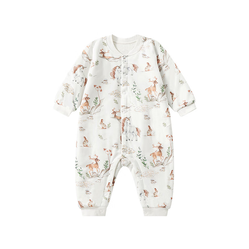 ELLE BABY婴儿哈衣夹棉衣服秋冬加厚儿童连体衣宝宝爬服家居防风 独角兽之旅 80cm 【推荐身高70cm-80cm】