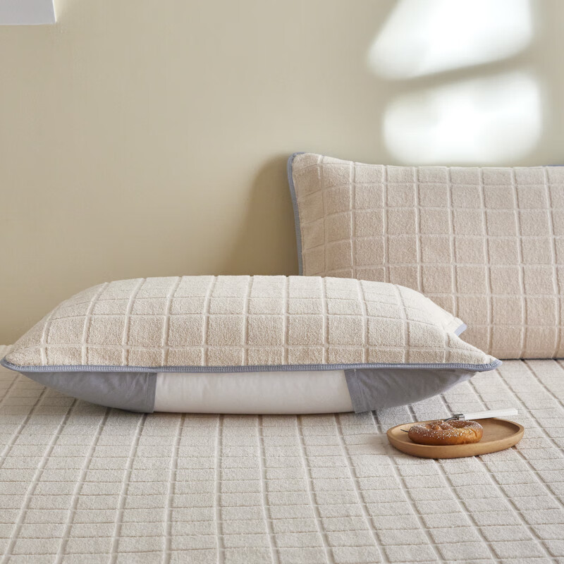 蜜乐暖A类100%纯棉枕巾男士防油防汗冬季加绒全棉枕头巾大枕巾防脱枕套 暖棉-白 【全棉加绒 半包防脱落】 【A类母婴】50x76cm【单只装】