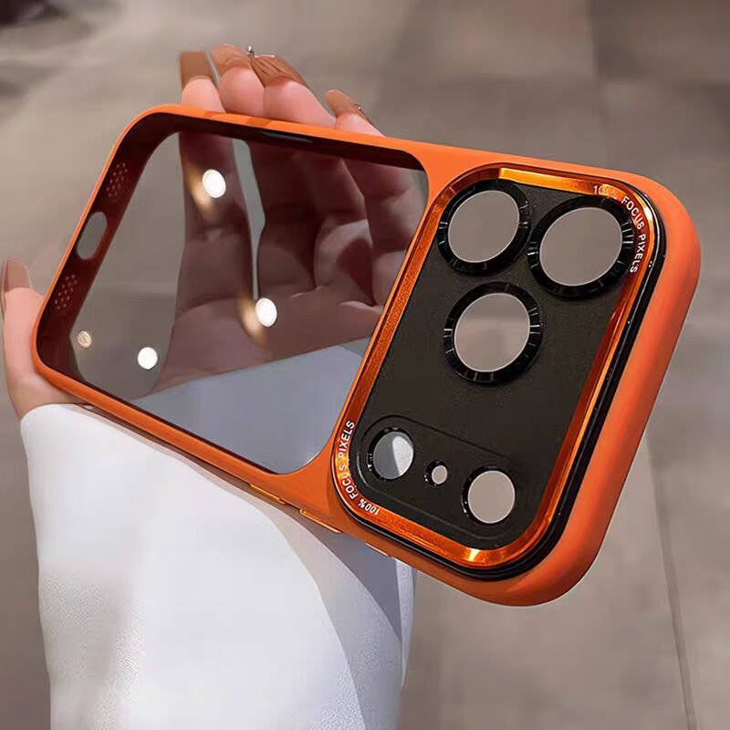 朵卡适用苹果17pro手机壳iphone17拍照按键16promax新款Air透黑15轻奢高级感14全包防摔13保护套 【棕色】金属镜头-透黑背板(仅17系列带AI按键) iPhone 13ProMax