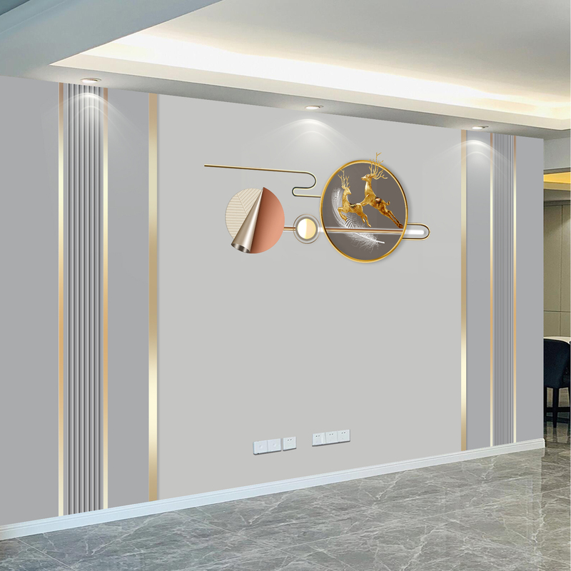 墙布轻奢电视背景墙贴壁纸简约麋鹿壁画装饰壁布客厅卧l 【拼接】