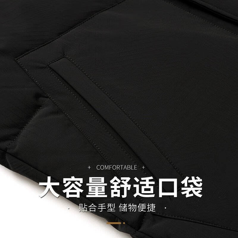雪中飞男士羽绒马甲秋冬保暖休闲时尚立领外穿羽绒马甲男黑色180