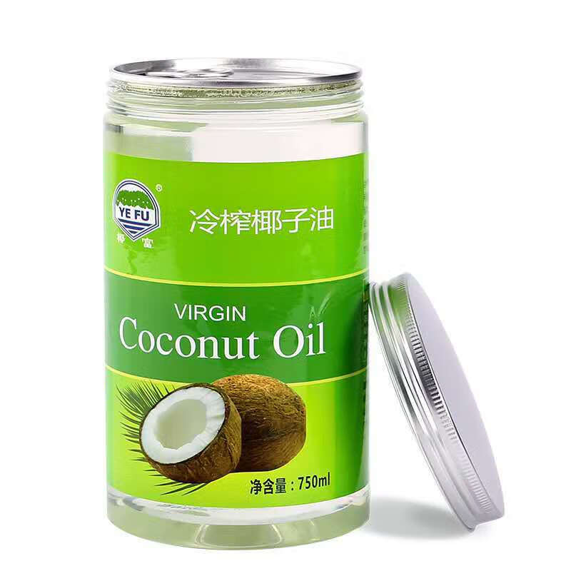 椰富(YEFU)冷榨椰子油750ml食用油椰油烹飪生酮雪糕烘焙手工皂 椰子油