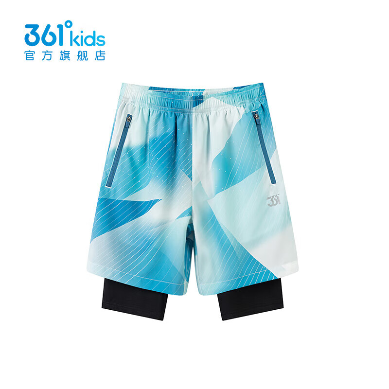 361°【商場同款】童裝男童短褲2025夏季新款大童假兩件運(yùn)動(dòng)速干短褲 西洋藍(lán) 130 CM