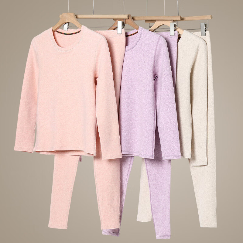 鸭鸭保暖内衣女士秋冬季抗寒抗菌秋衣秋裤保暖套装 香芋紫 2XL