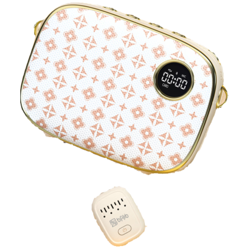 索愛（soaiy）KY03無線領(lǐng)夾防嘯叫小蜜蜂擴音器教師長續(xù)航藍牙音箱音響麥克風(fēng)上課教學(xué)導(dǎo)游戶外背帶便攜香檳白