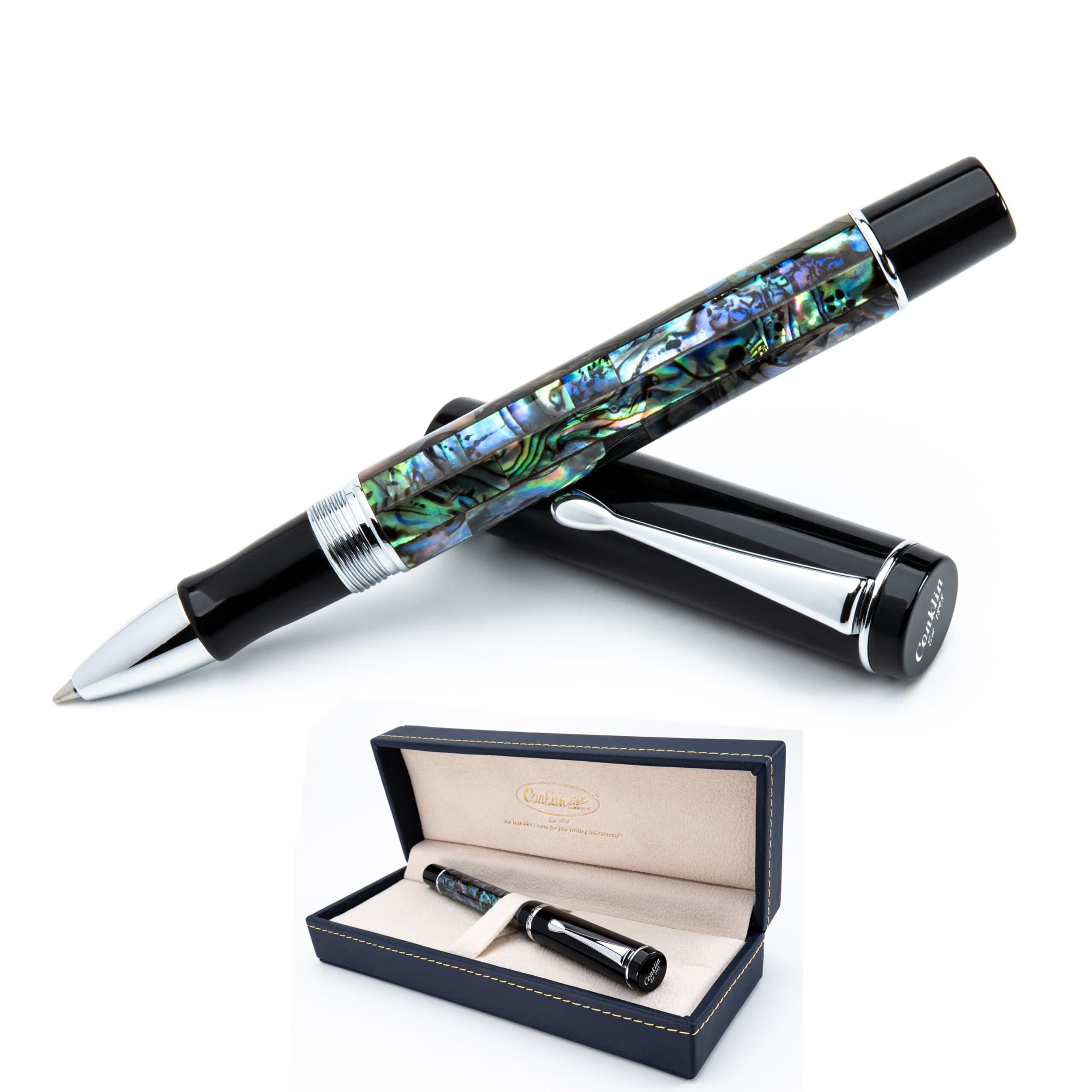 Conklin 经典圆珠笔 办公书写专用 顺滑中性笔 鲍鱼之夜 - RB 3 Count (Pack of 1)