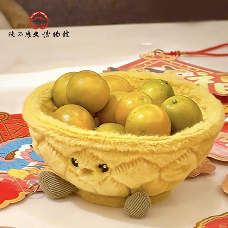 陕西歴史博物館陕西历史博物馆金饭碗文创毛绒玩具摆件桌面收纳创意可爱伴手礼 毛绒金饭碗摆件