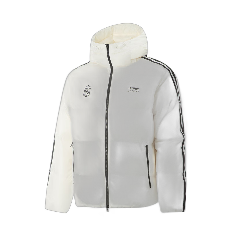李宁肖战同款热浪羽绒|防泼水科技宽松鸭绒短羽绒服新年款男女外套 乳白色-2 肖战同款 XL
