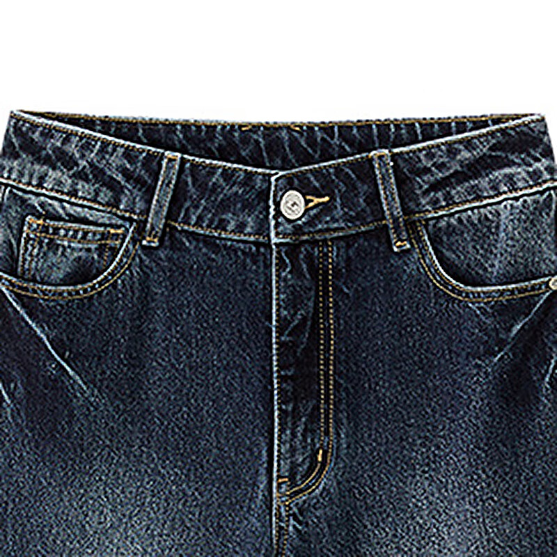 乐町【商场同款】乐町水洗牛仔长裤秋冬新款高腰通勤直筒裤C2HAF4262 牛仔深蓝(现货) S