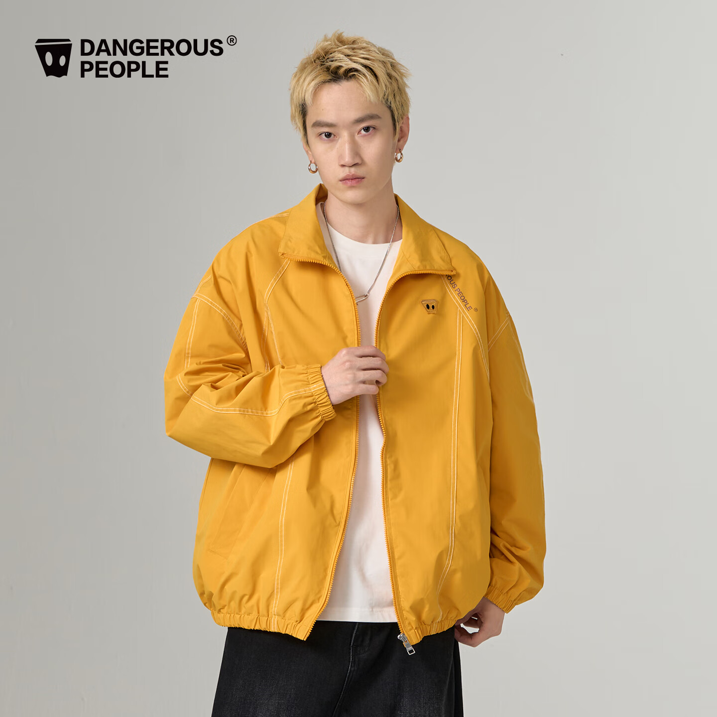 Dangerous people薛之谦dsp新年礼遇季潮酷美式复古夹克百搭高级休闲运动外套 黄色 S