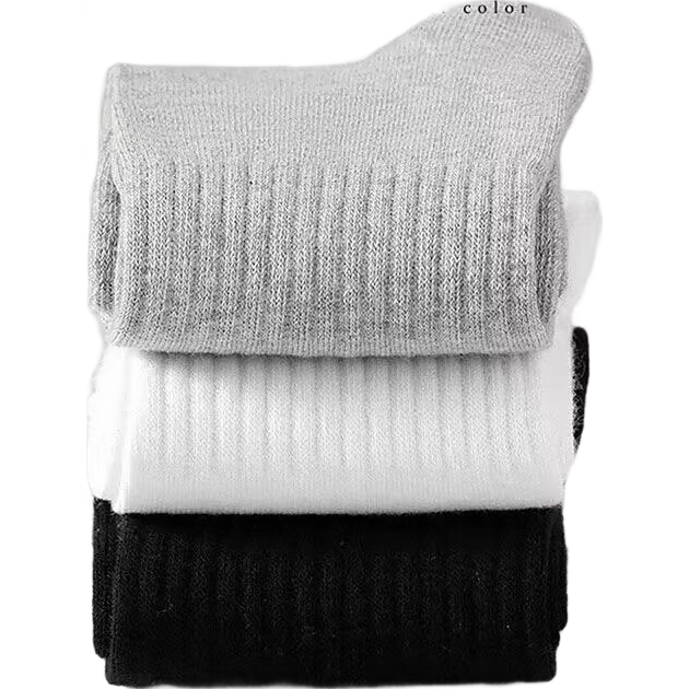 男士袜子男精梳棉7A抗菌防臭袜男中筒棉袜四季透气吸汗除臭运动袜 混色 10双